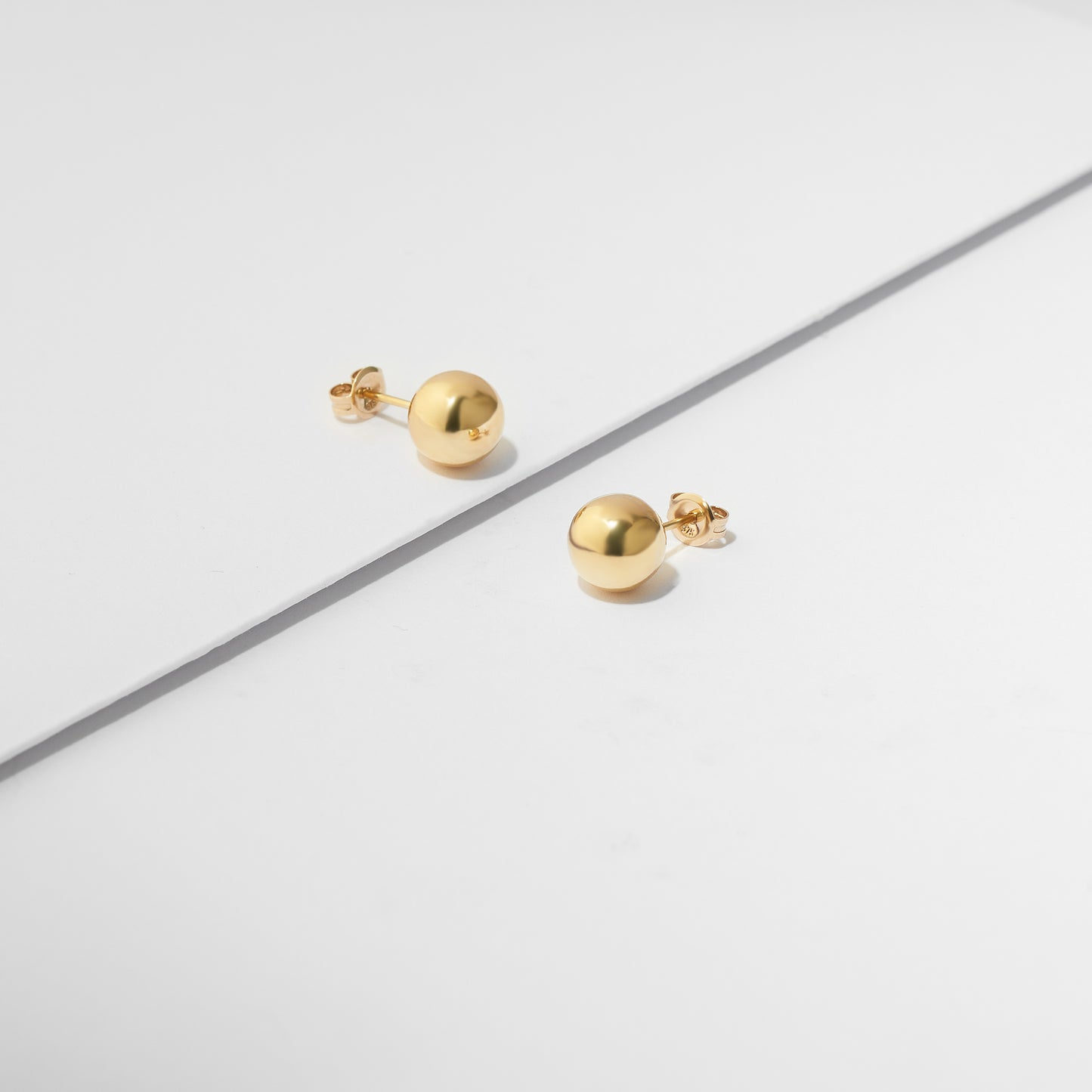 9K Yellow Gold Ball Stud Earrings