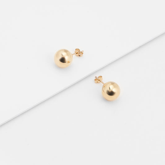 9K Yellow Gold 10mm Ball Stud Earrings