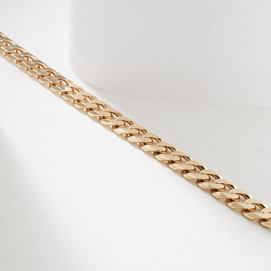 9K Yellow Gold 7mm Solid Curb Link Chain 55cm