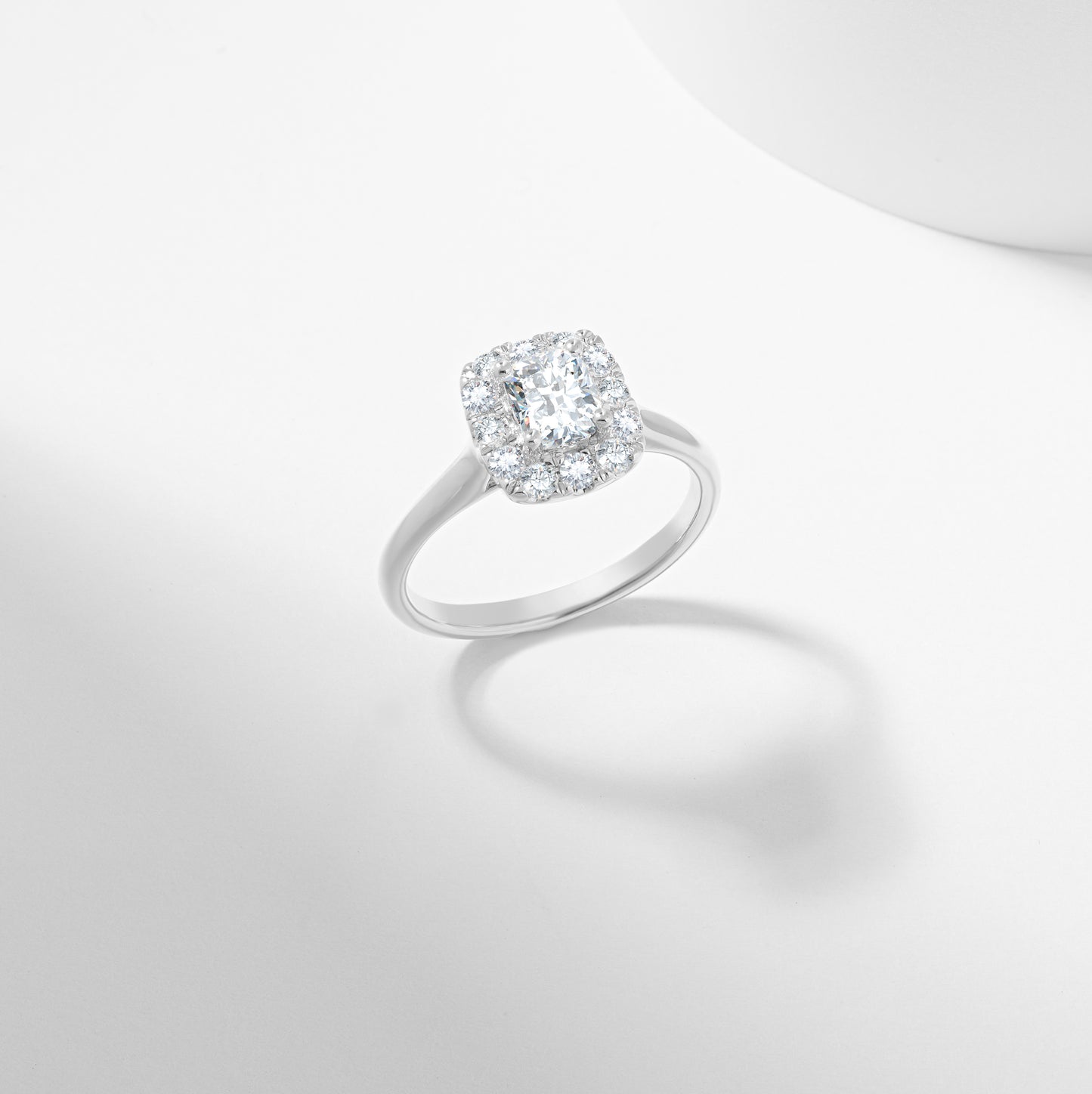 Cushion Lab Grown Diamond Halo Engagement Ring 1.1tdw