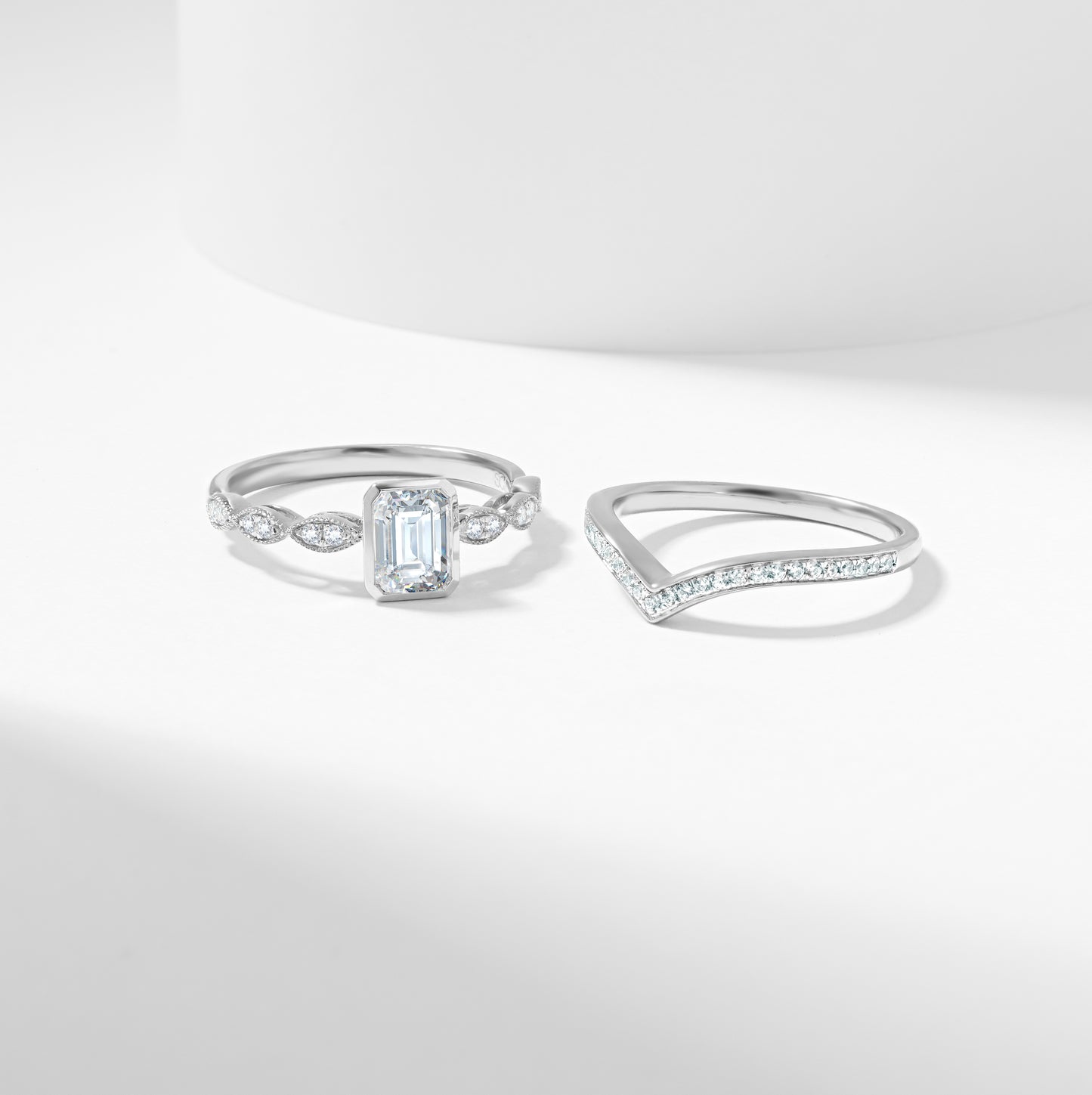 Emerald Cut Diamond Solitaire Bridal Set 1.2tdw