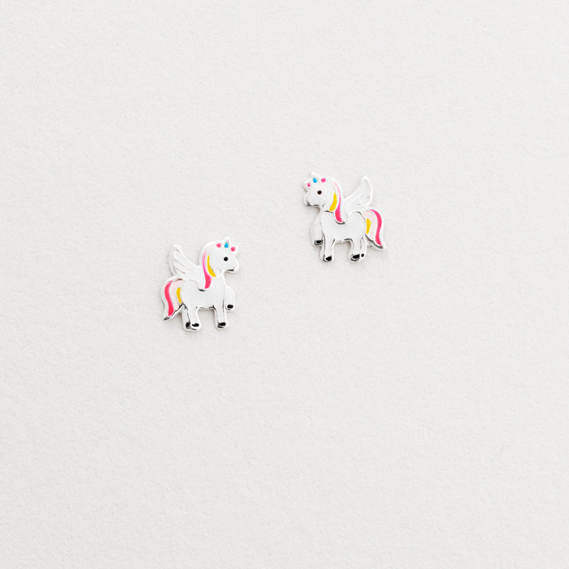 sil pink & yellow winged unicorn earrings