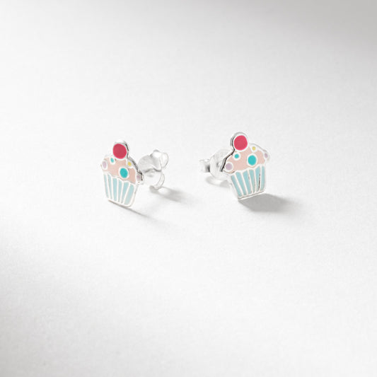 Sil enamel cupcake stud earrings