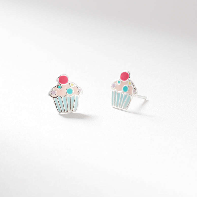 Sil enamel cupcake stud earrings