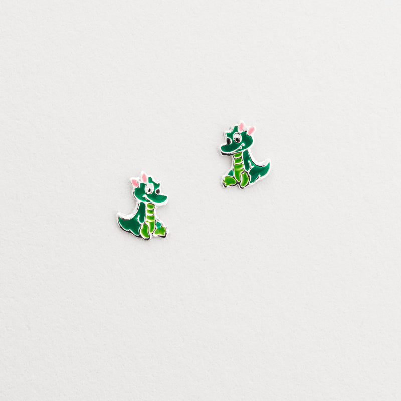 sil crocodile green enamel stud earrings