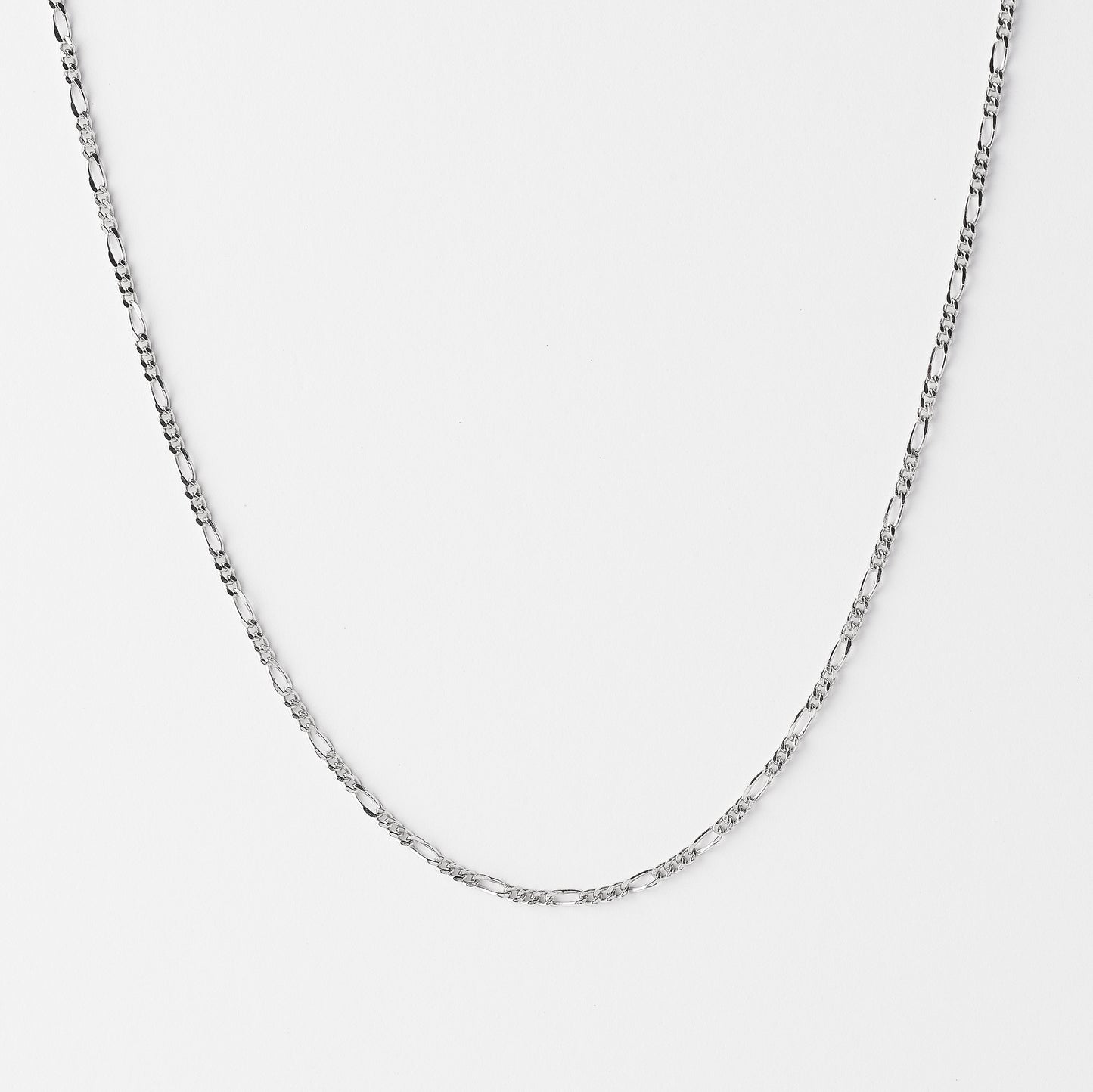 9K White Gold Diamond Cut 1+3 Figaro Chain