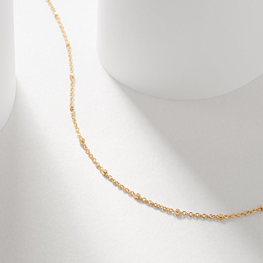 9K Yellow Gold 50cm Tight Squared Ball Cable Chain 1.5mm