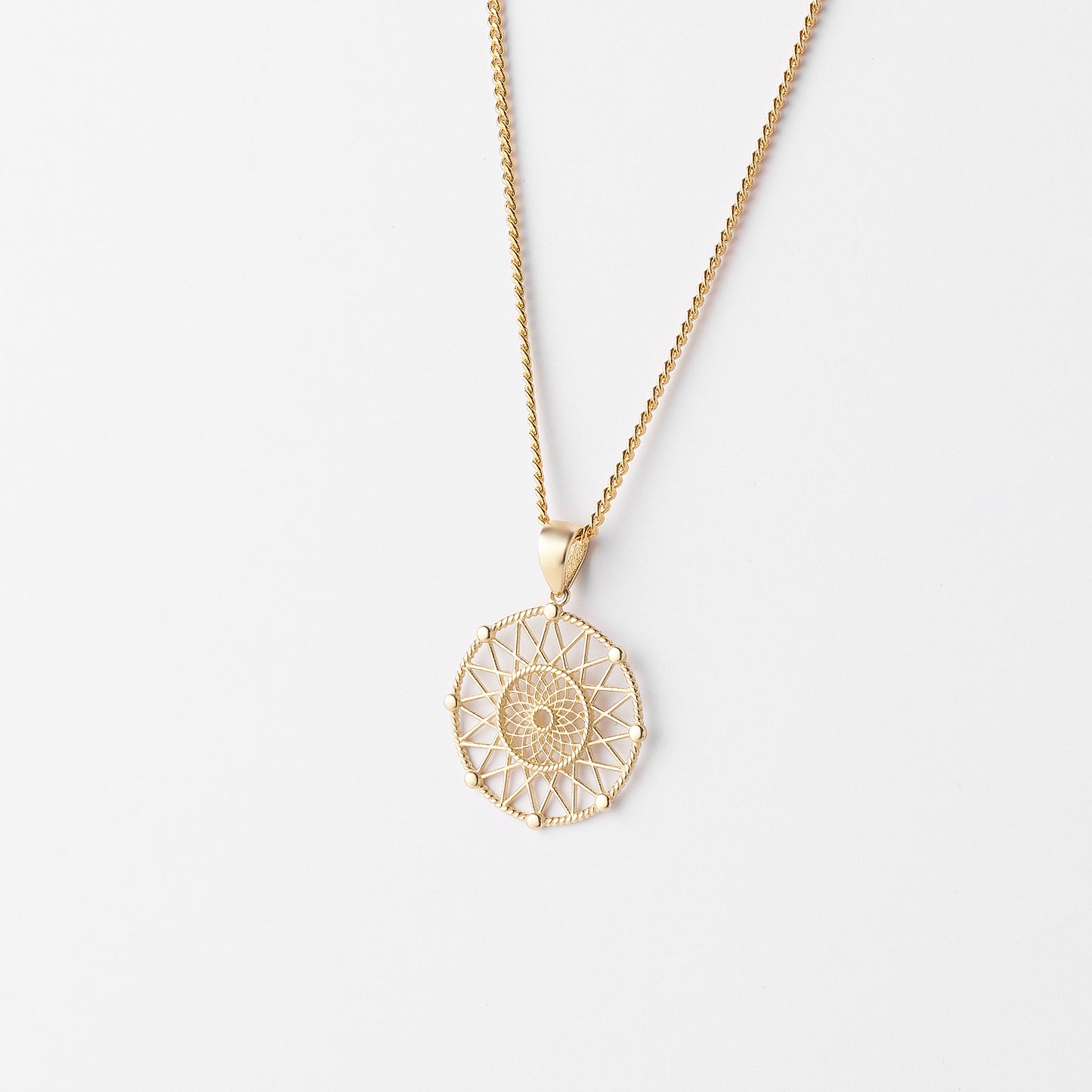 9K Yellow Gold Dreamcatcher Pendant