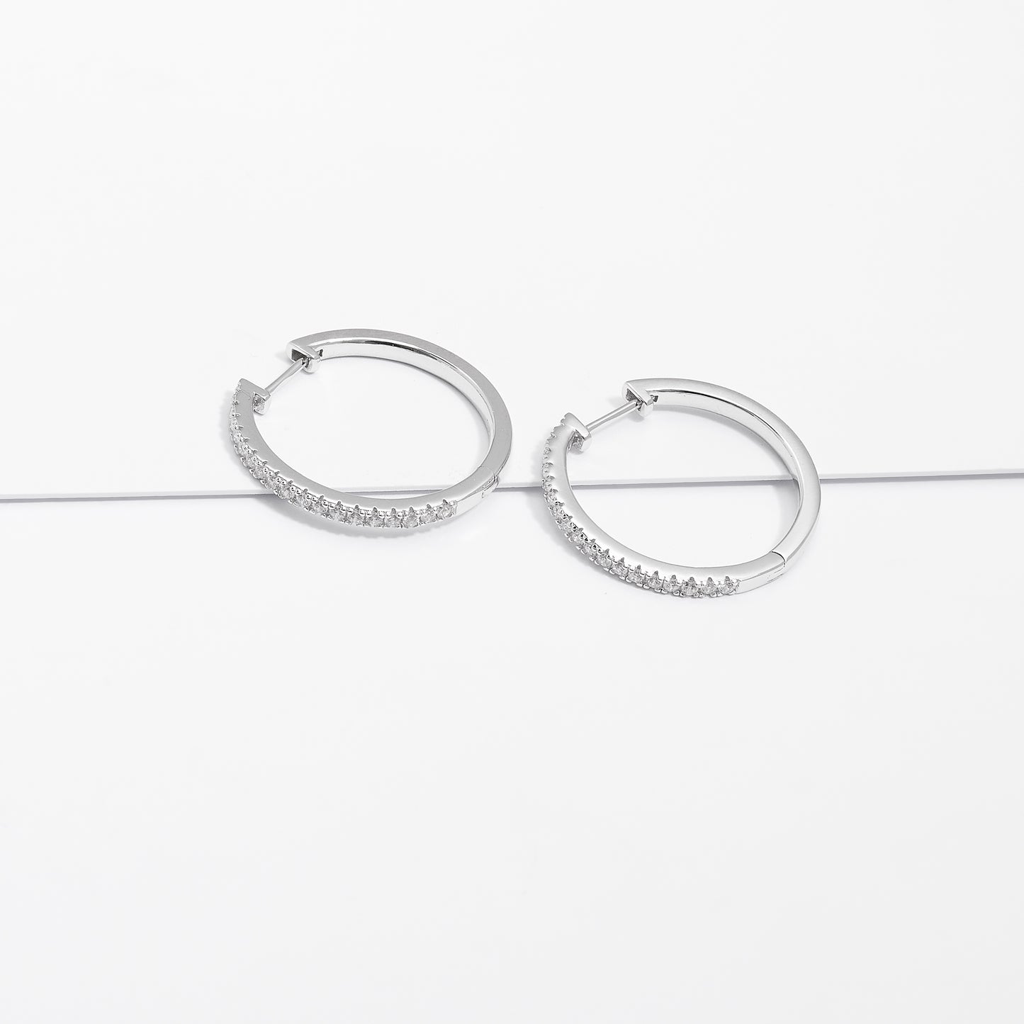 Sterling Silver Zirconia Huggies Earrings 25mm