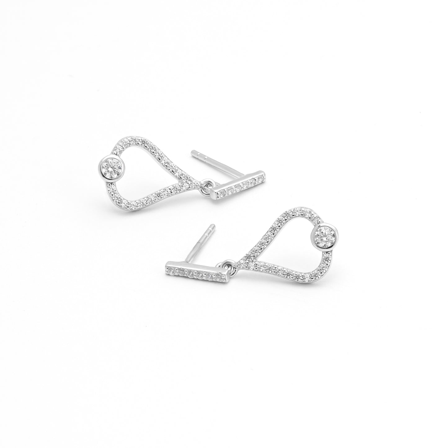 Sterling Silver Zirconia Open Teardrop Stud Earrings