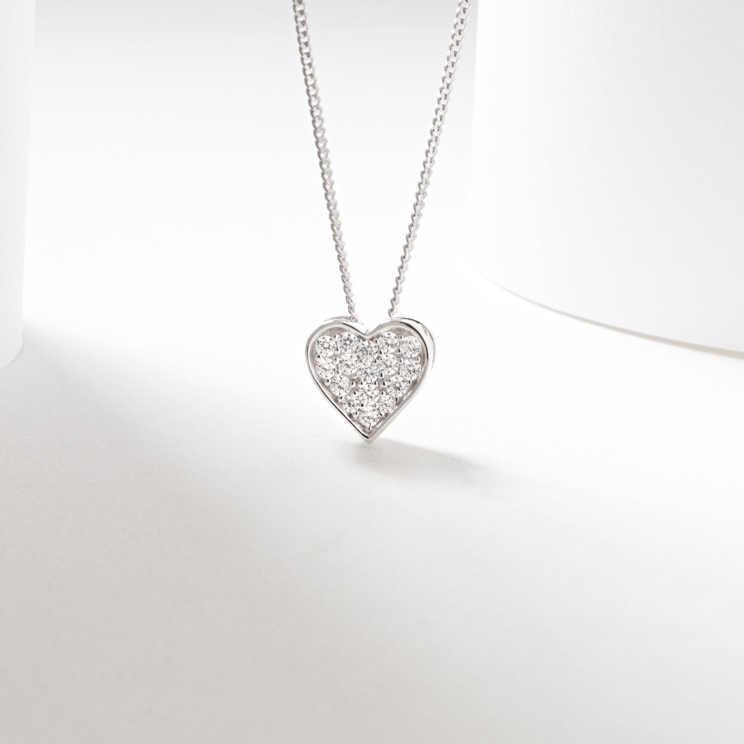 Sterling Silver Zirconia Pave Heart Slider Pendant