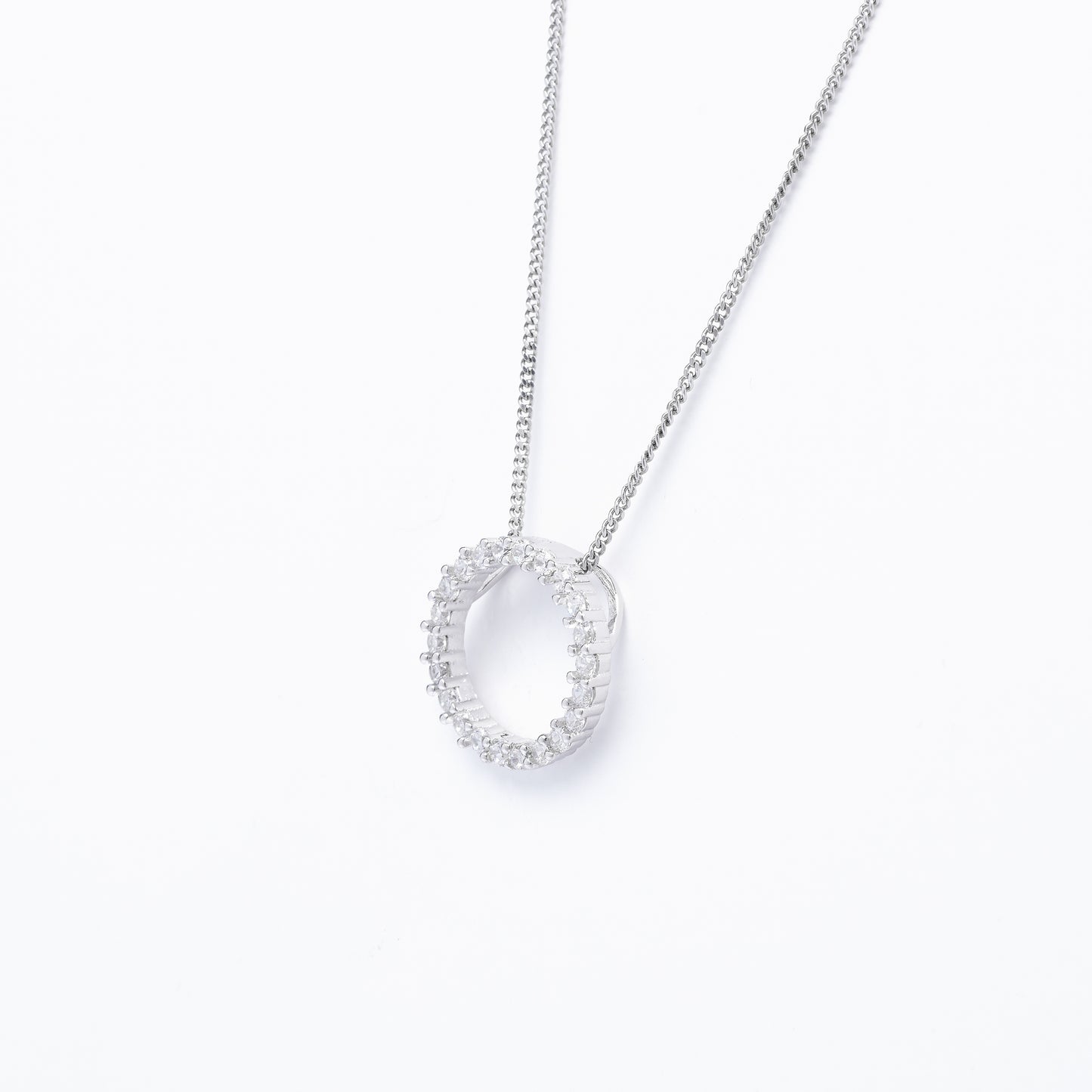 Sterling Silver Zirconia Circle Floating Slider Pendant