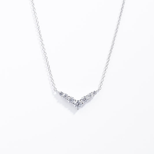 Sterling Silver Graduating Zirconia V Necklace