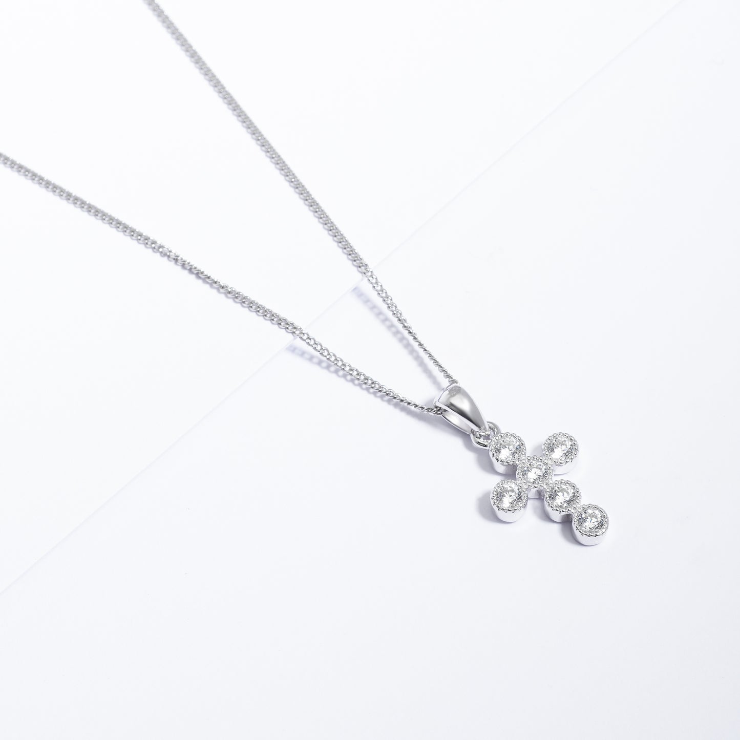 Sterling Silver Zirconia Crown Set Cross Pendant