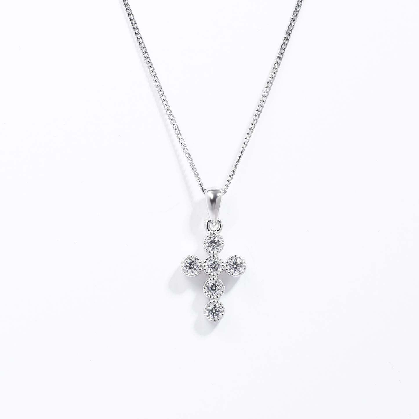 Sterling Silver Zirconia Crown Set Cross Pendant