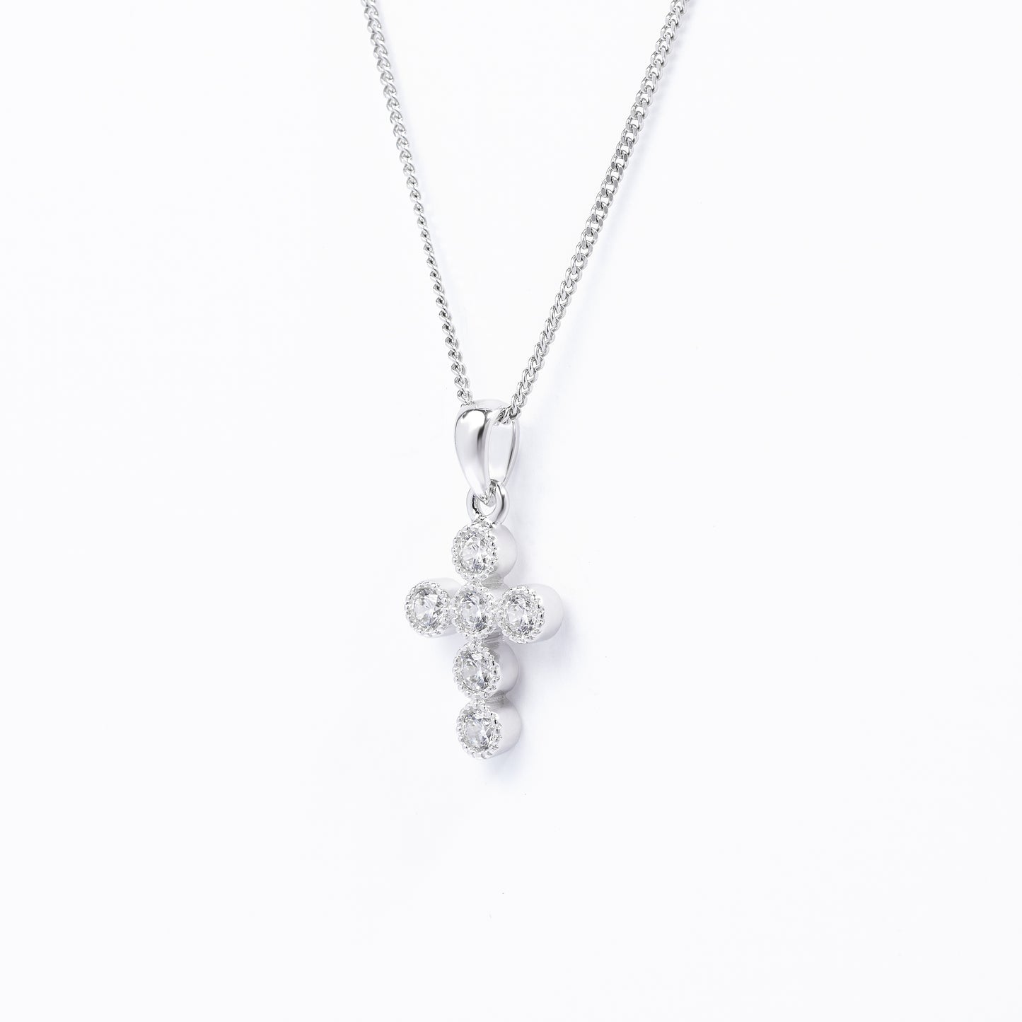 Sterling Silver Zirconia Crown Set Cross Pendant