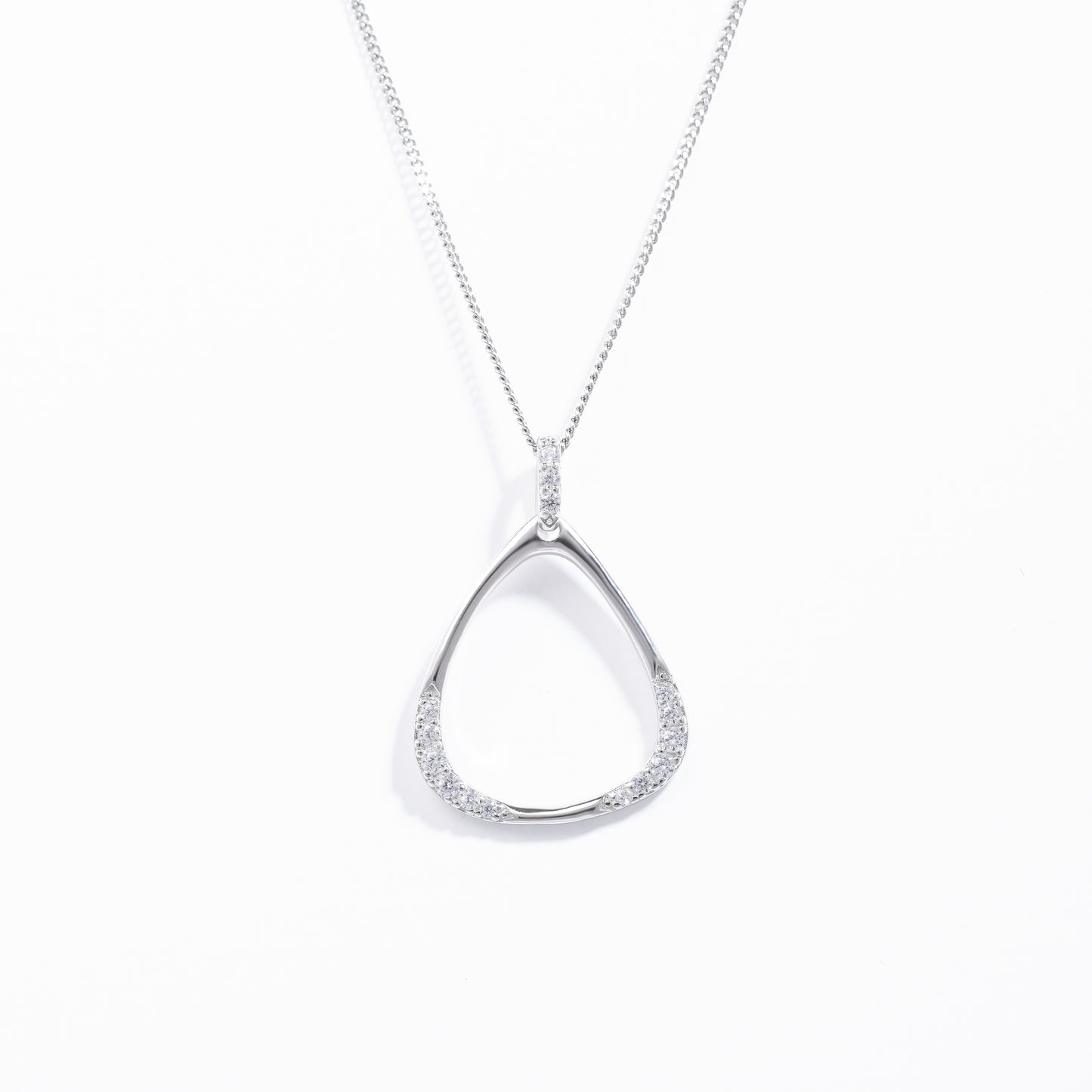 Sterling Silver Zirconia Open Triangle Pendant