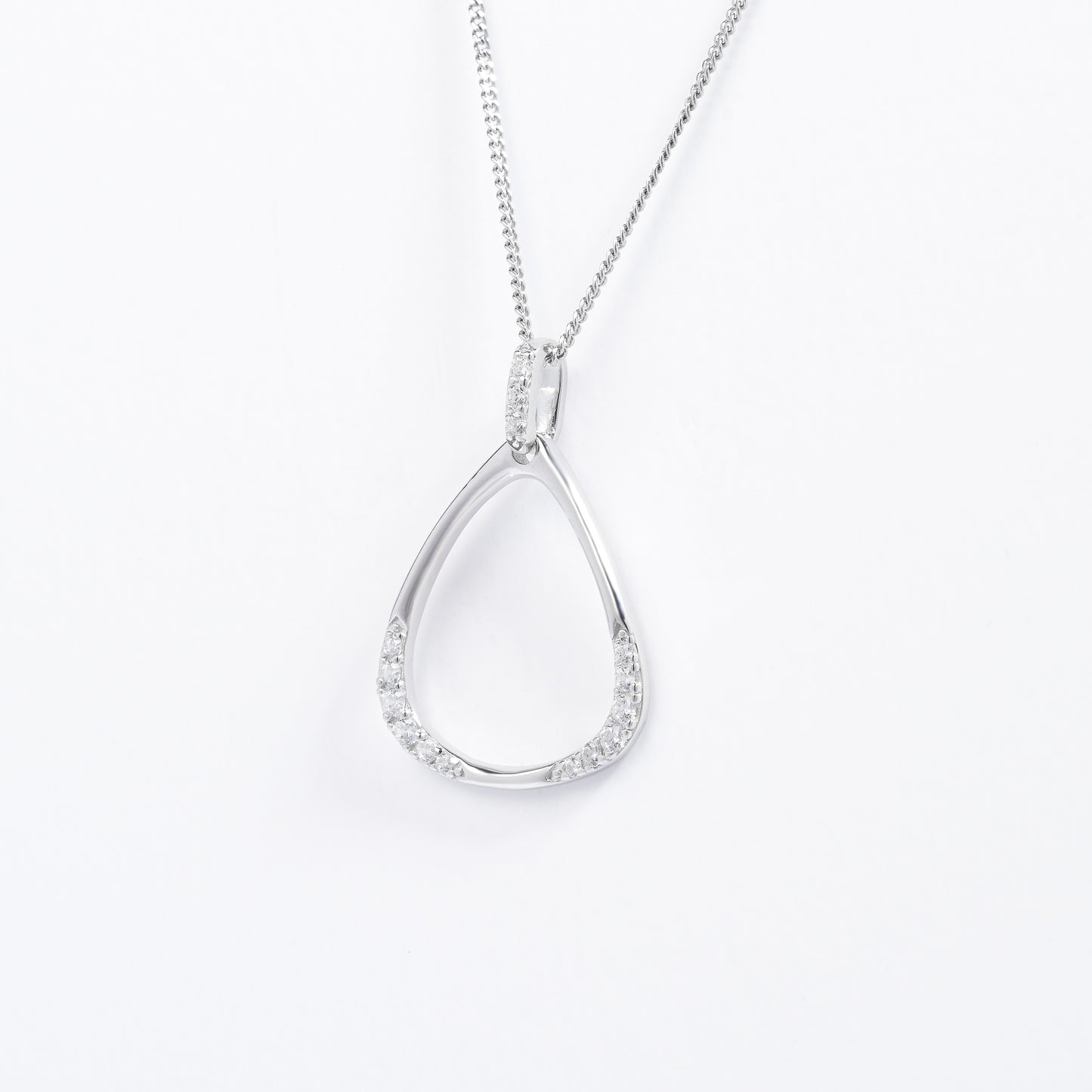 Sterling Silver Zirconia Open Triangle Pendant