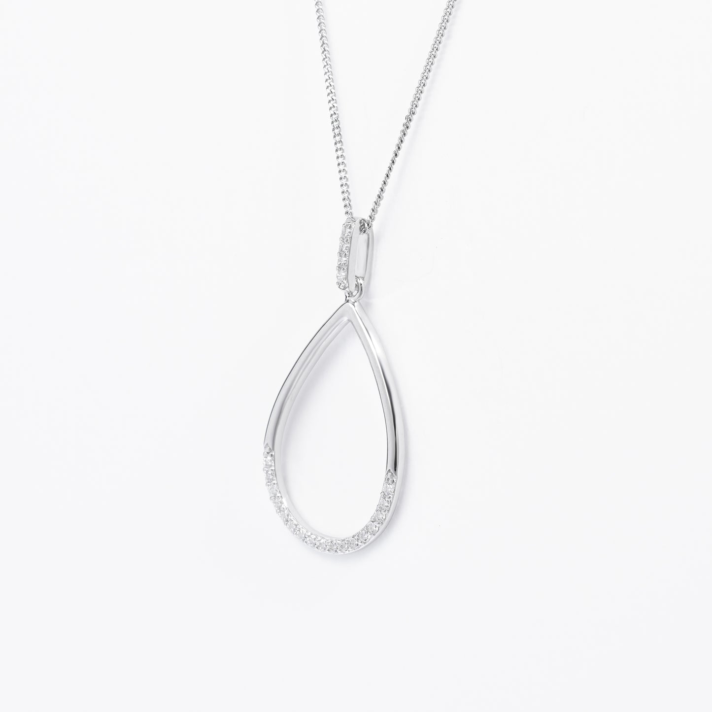 Sterling Silver Zirconia Open Teardrop Pendant