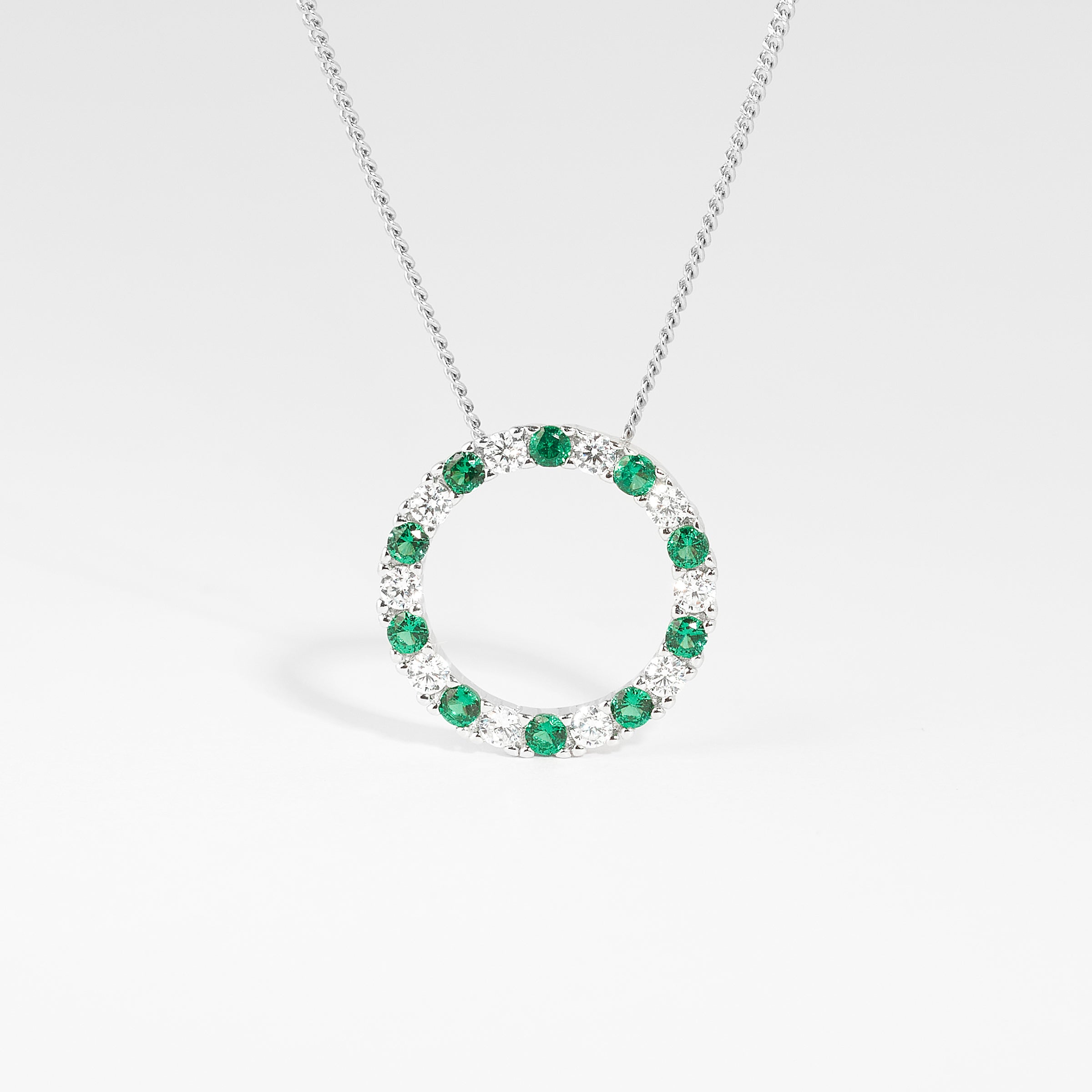 Sterling Silver Green And White Zirconia Circle Pendant – Simon Curwood ...