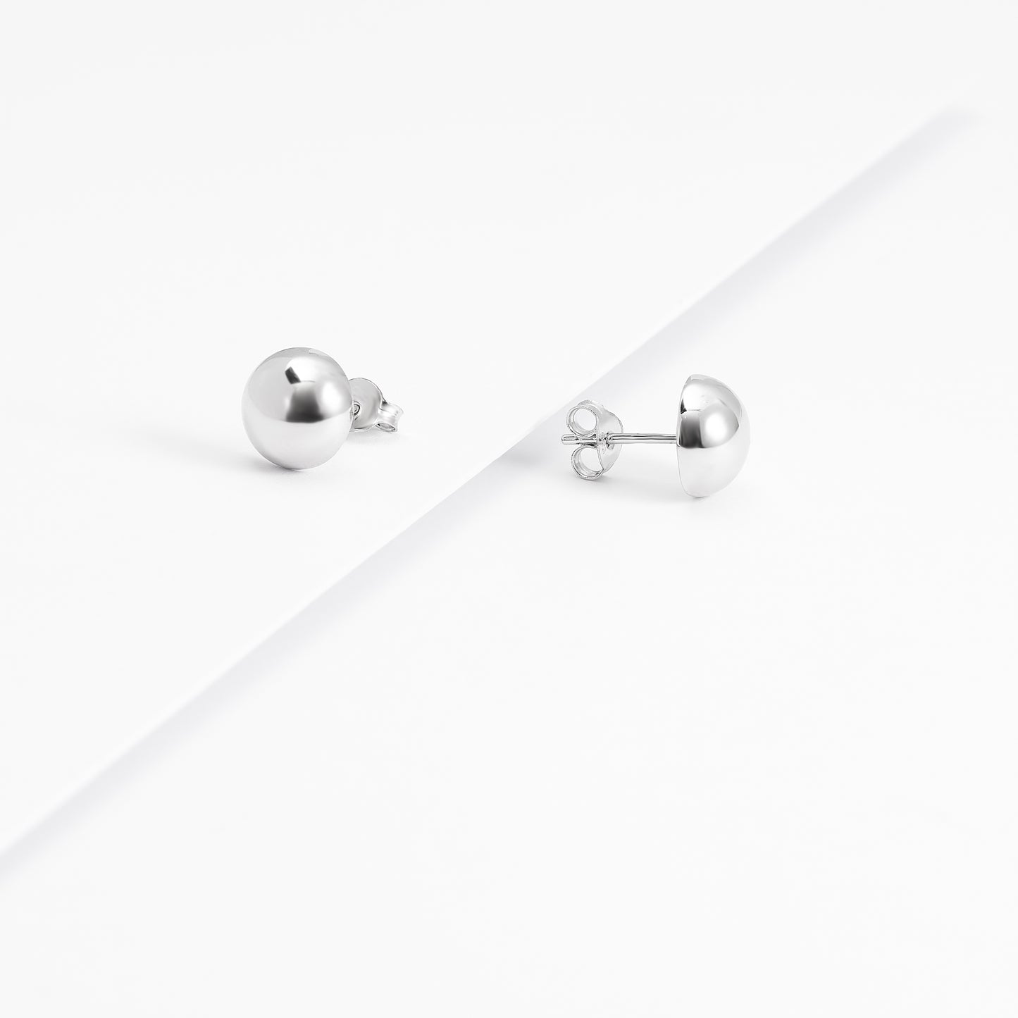 Sterling Silver Dome Ball Stud Earrings