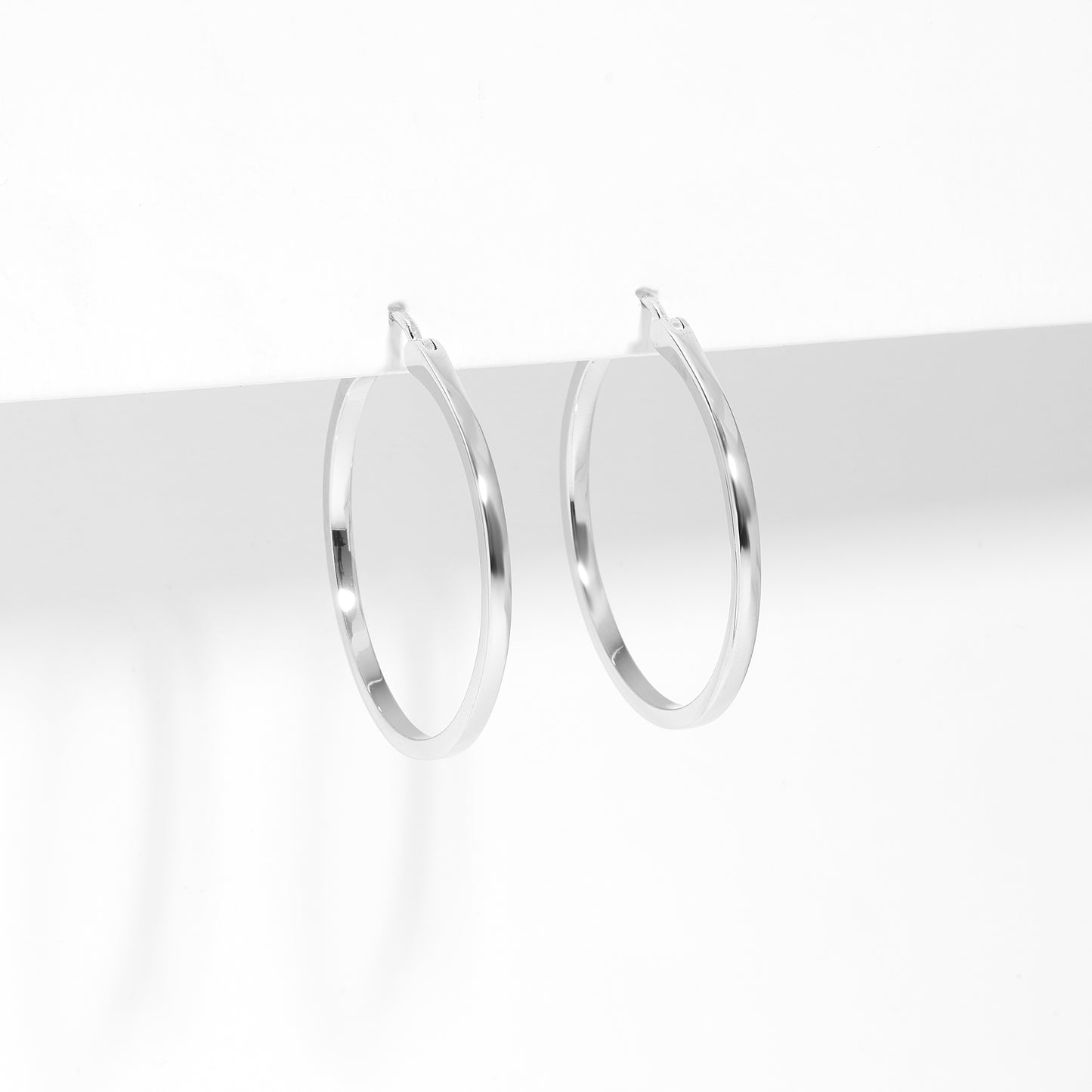 Sterling Silver Square Edge Hoop Earrings