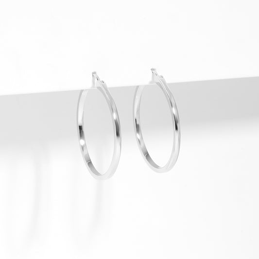 Sterling Silver Square Edge Hoop Earrings