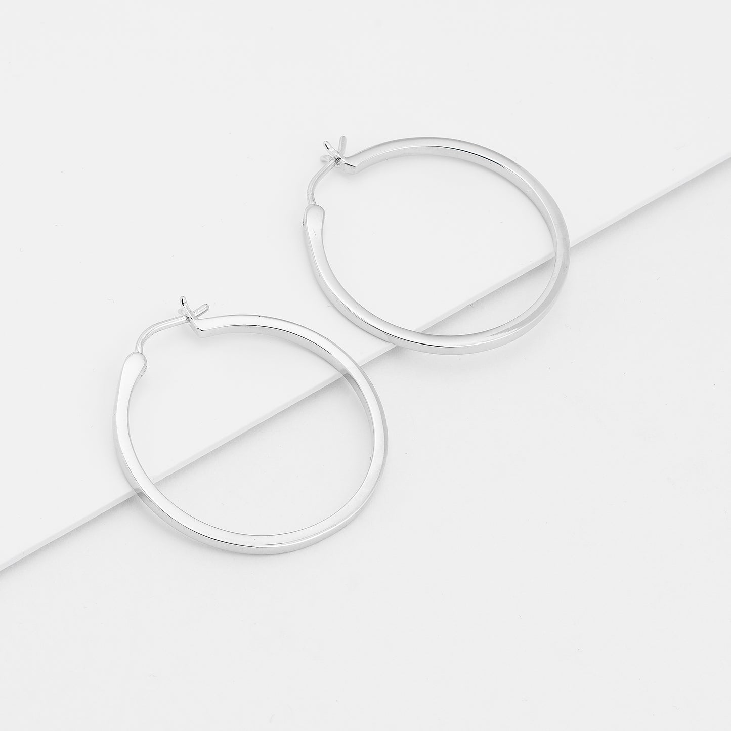 Sterling Silver Square Edge Hoop Earrings