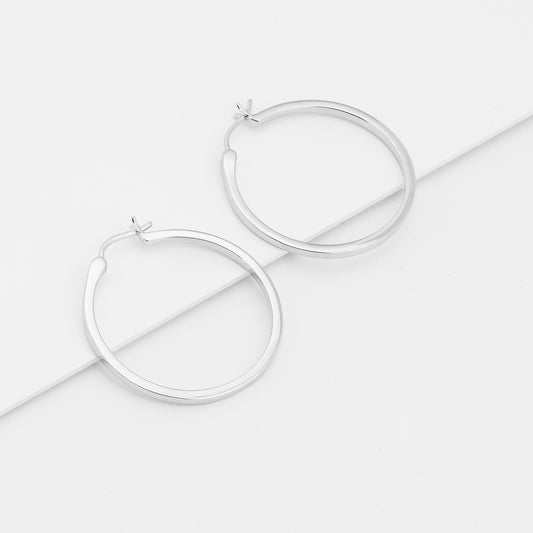 Sterling Silver Square Edge Hoop Earrings