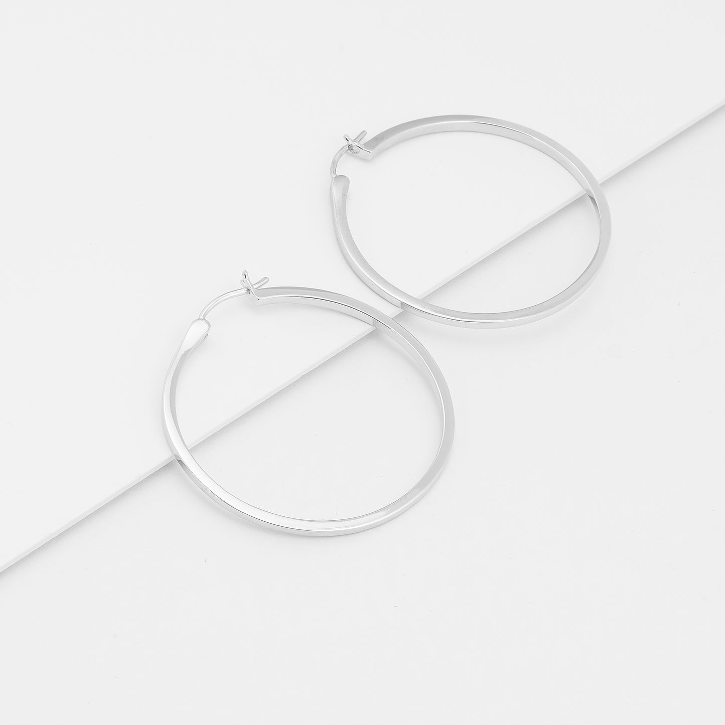 Sterling Silver Square Edge Hoop Earrings