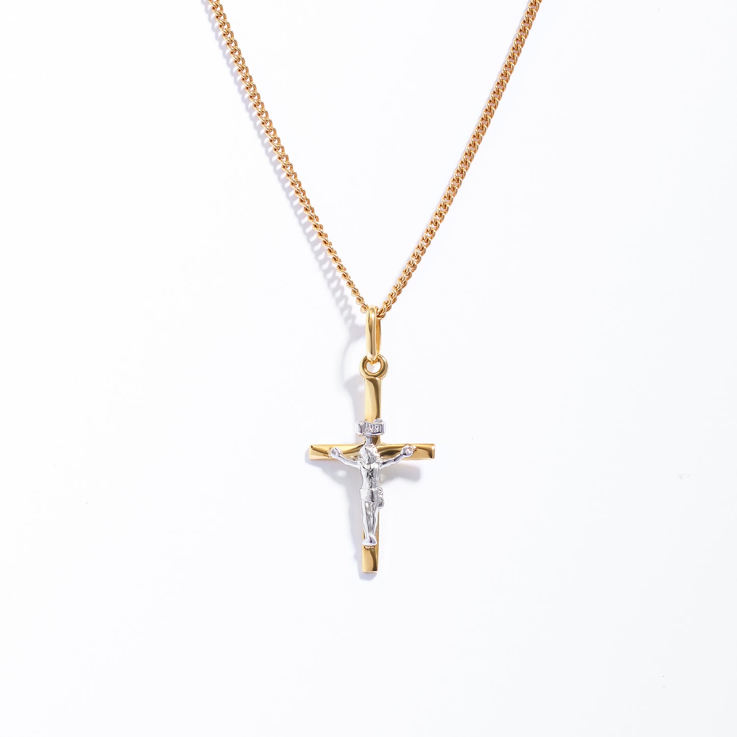 9K Yellow And White Gold Crucifix Pendant 21x13mm