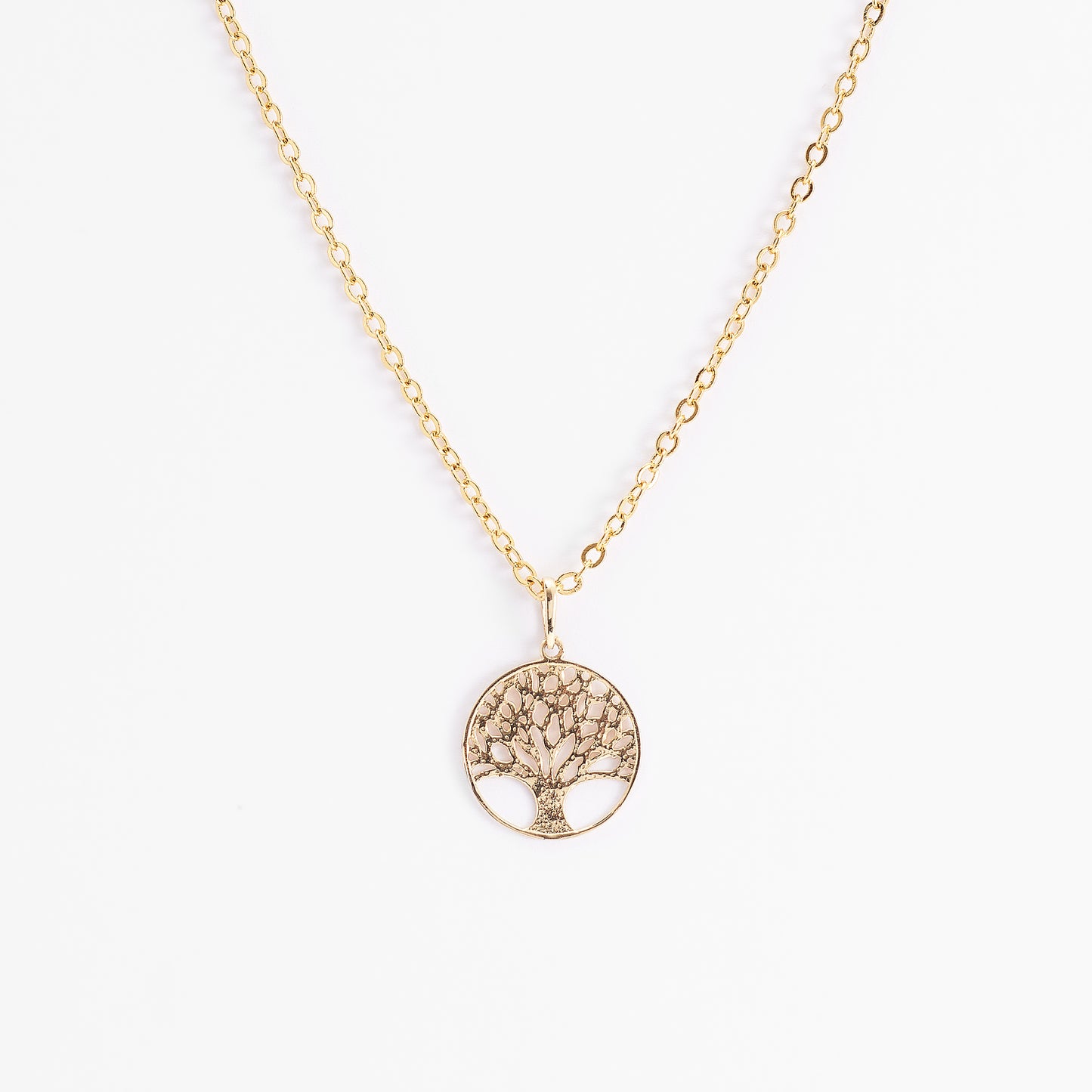 9K Yellow Gold Circle Tree Of Life Pendant 13mm