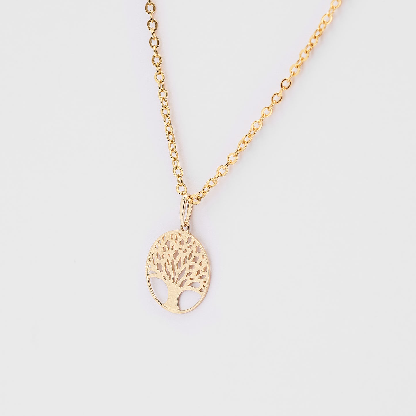 9K Yellow Gold Circle Tree Of Life Pendant 13mm