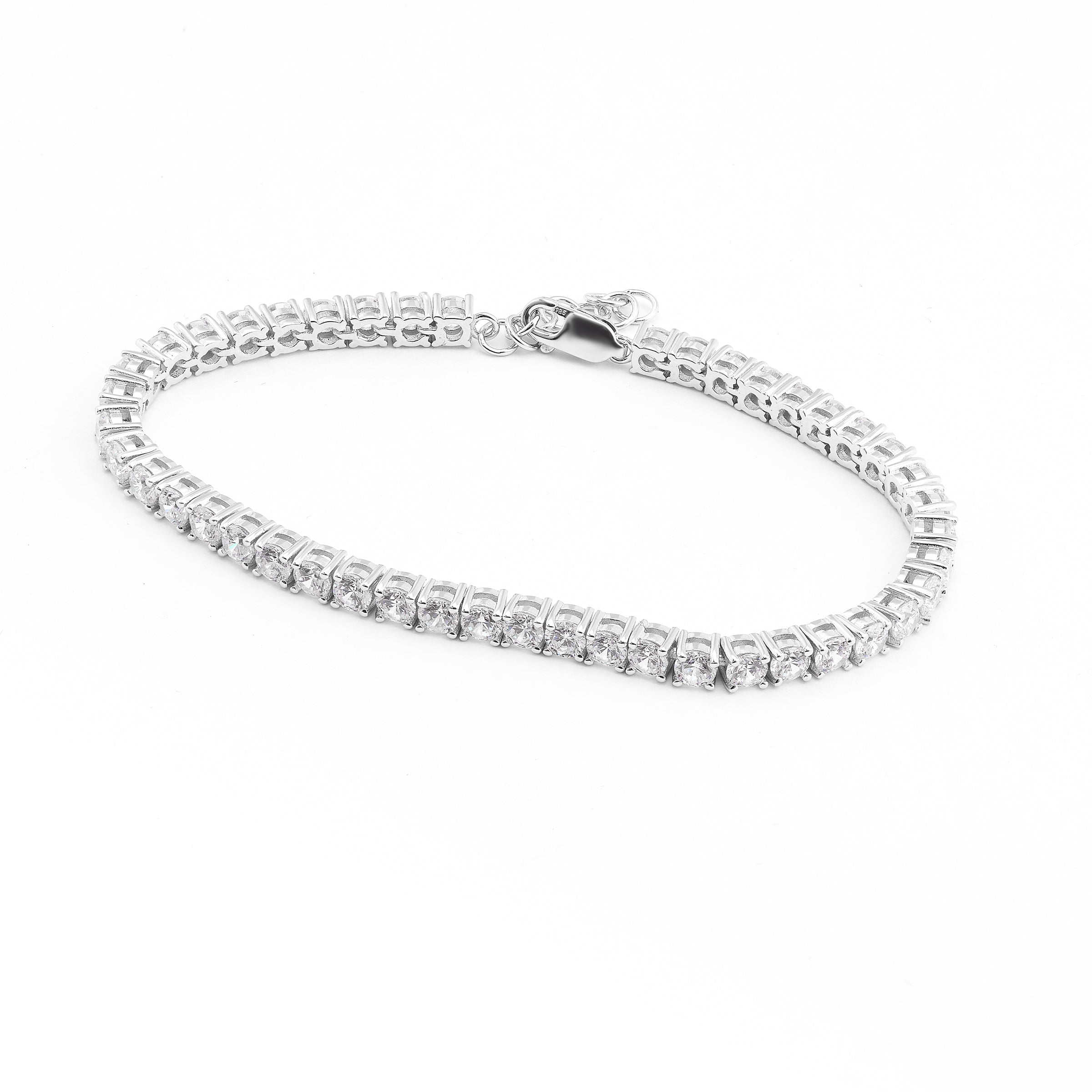 Sterling Silver Zirconia Claw Set Tennis Bracelet + Extender – Simon ...