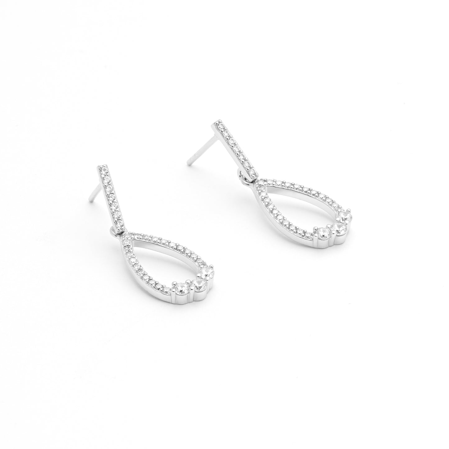 Sterling Silver Open Teardrop Zirconia Earring