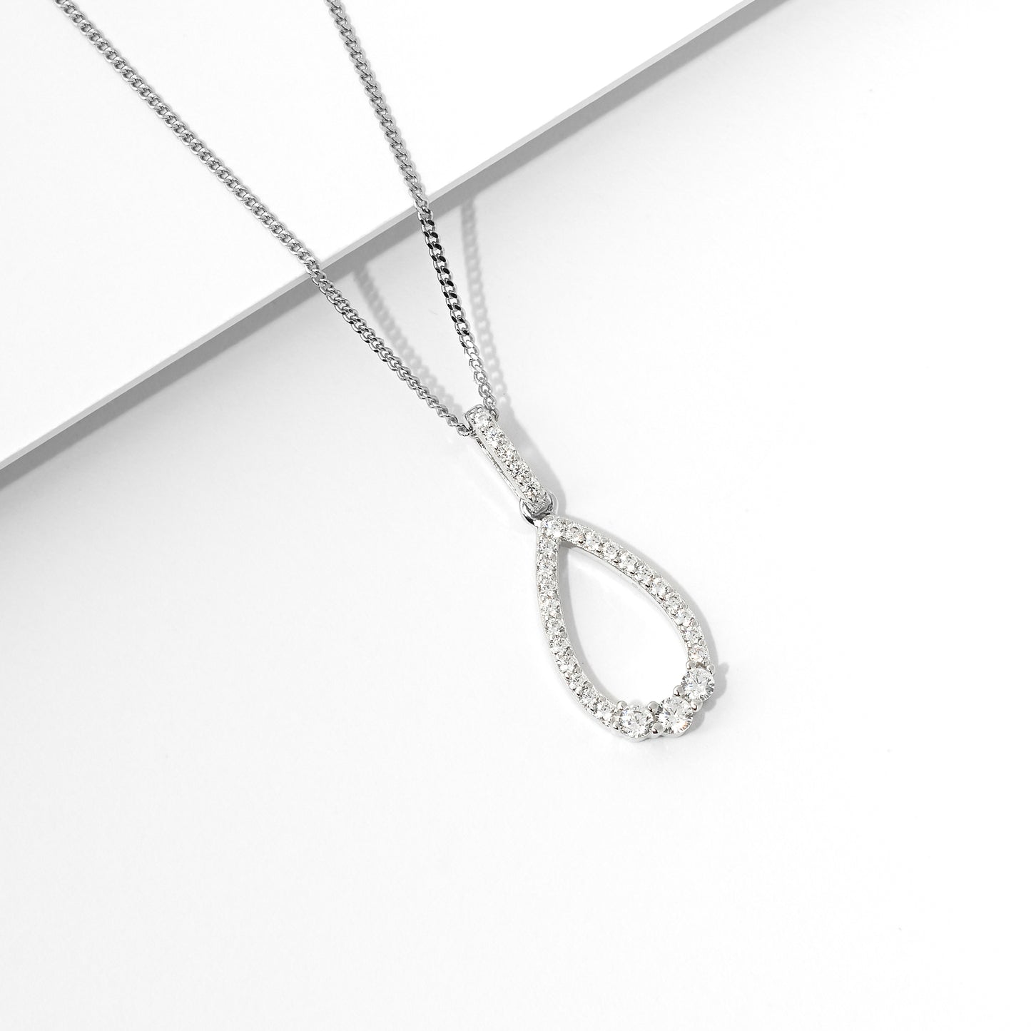 Sterling Silver Zirconia Claw Set Open Teardrop Pendant