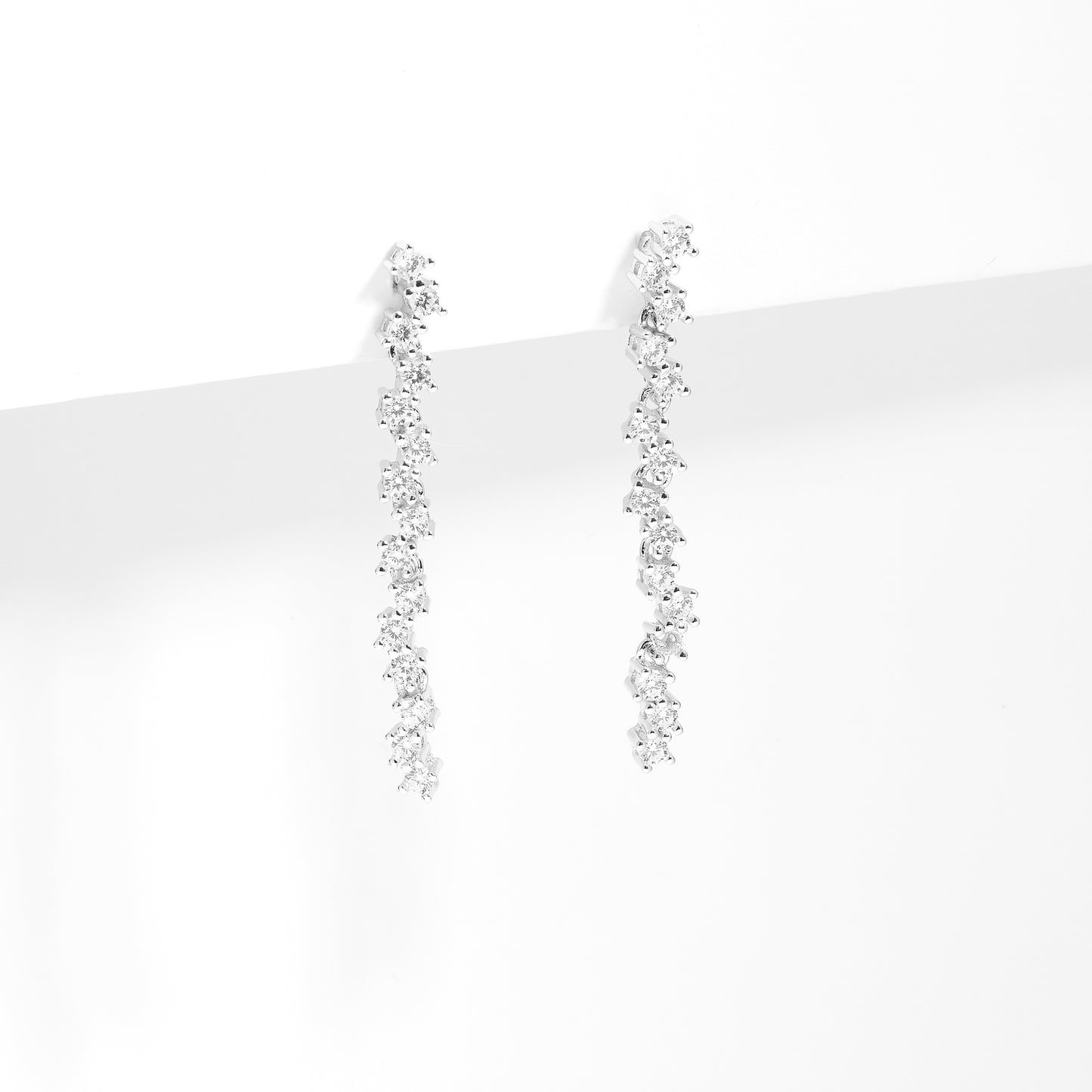 Sterling Silver Zirconia Staggered Drop Stud Earrings