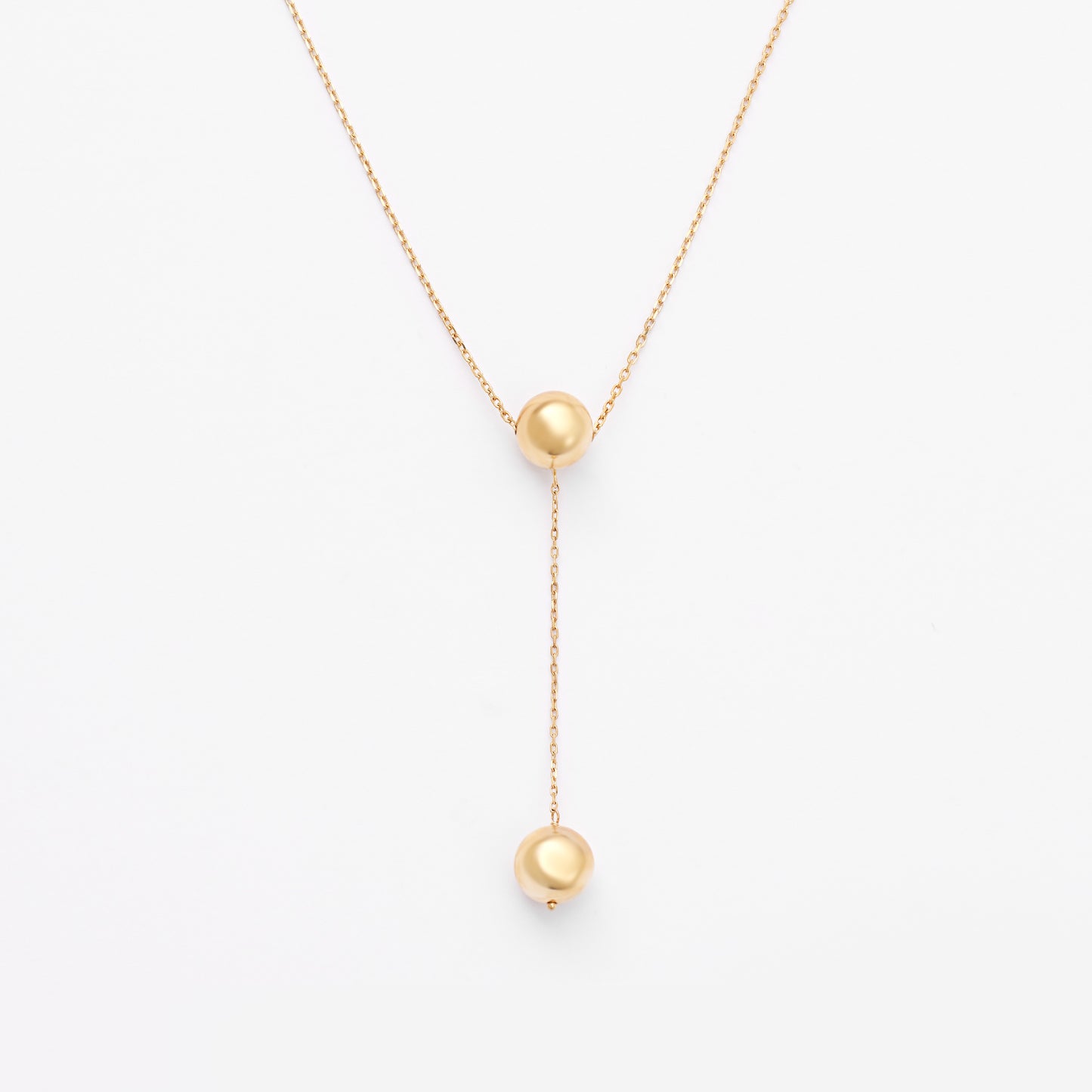 9K Yellow Gold Ball Drop Necklace