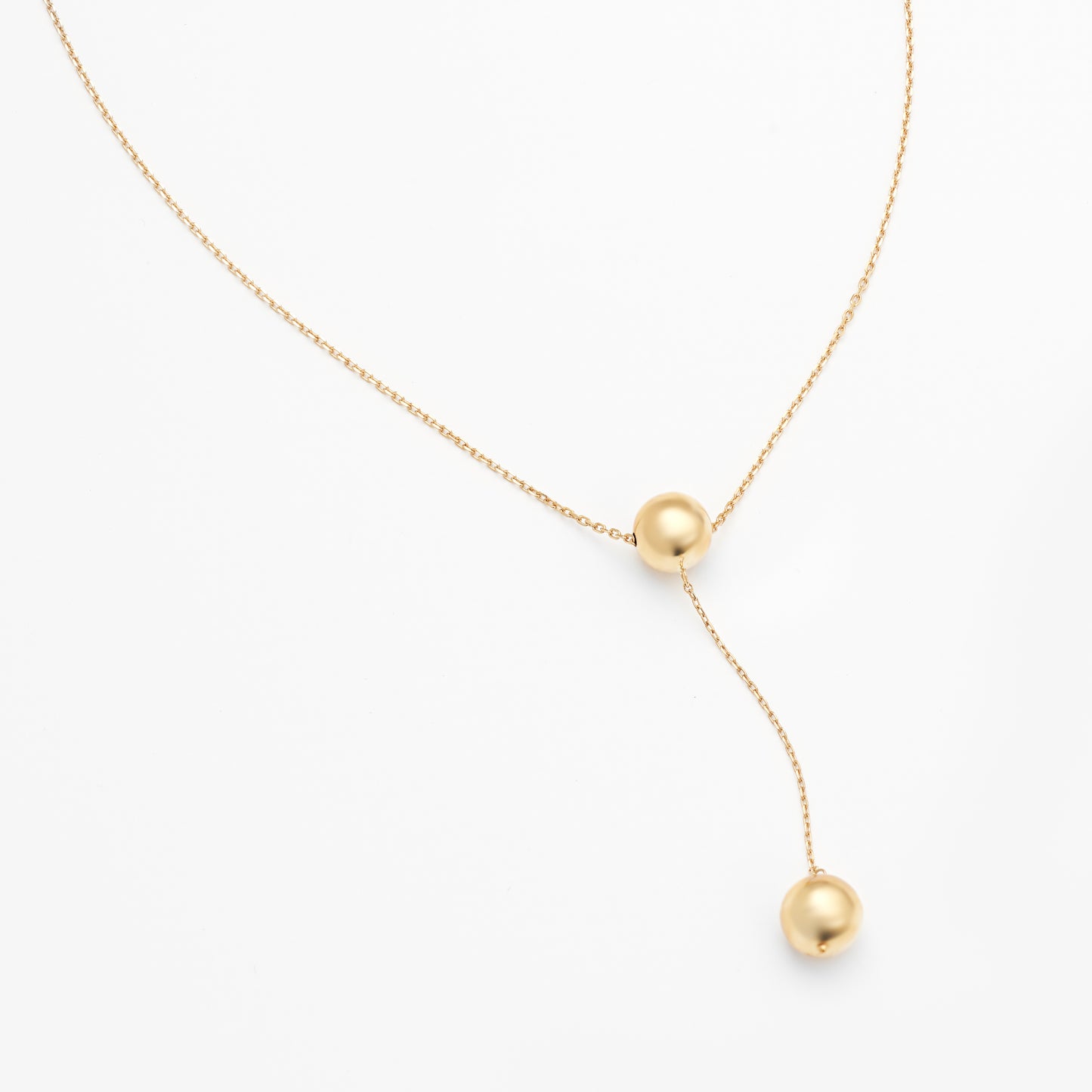 9K Yellow Gold Ball Drop Necklace