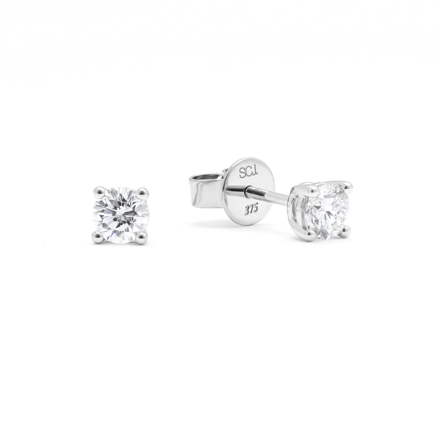 9K White Gold Round Brilliant Lab Diamond Solitaire Stud Earrings 0.50tdw