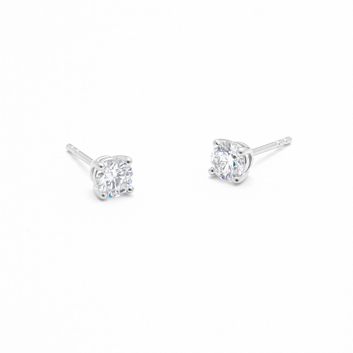 9K White Gold Round Brilliant Lab Diamond Solitaire Stud Earrings 0.75tdw