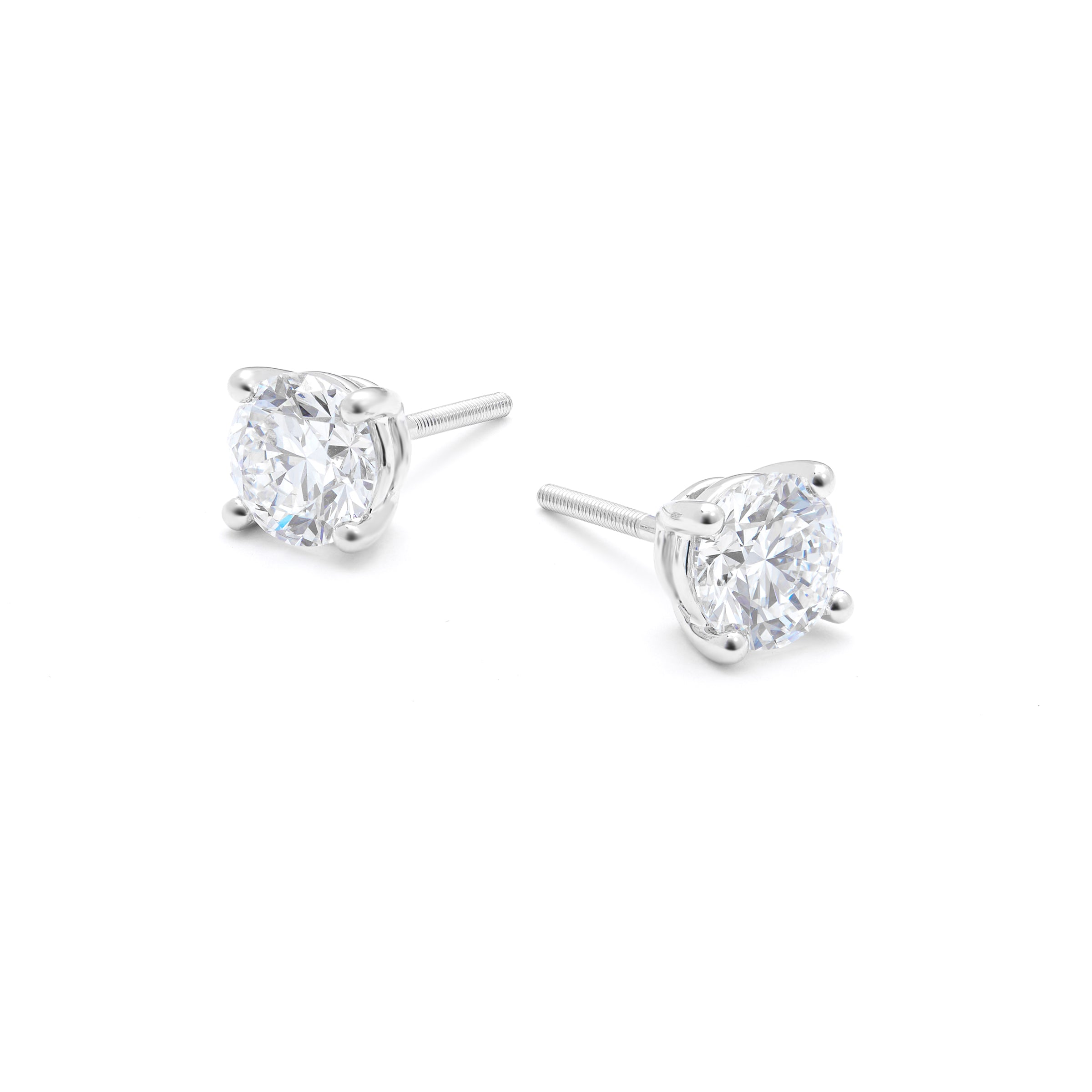 White gold screw on sale back stud earrings