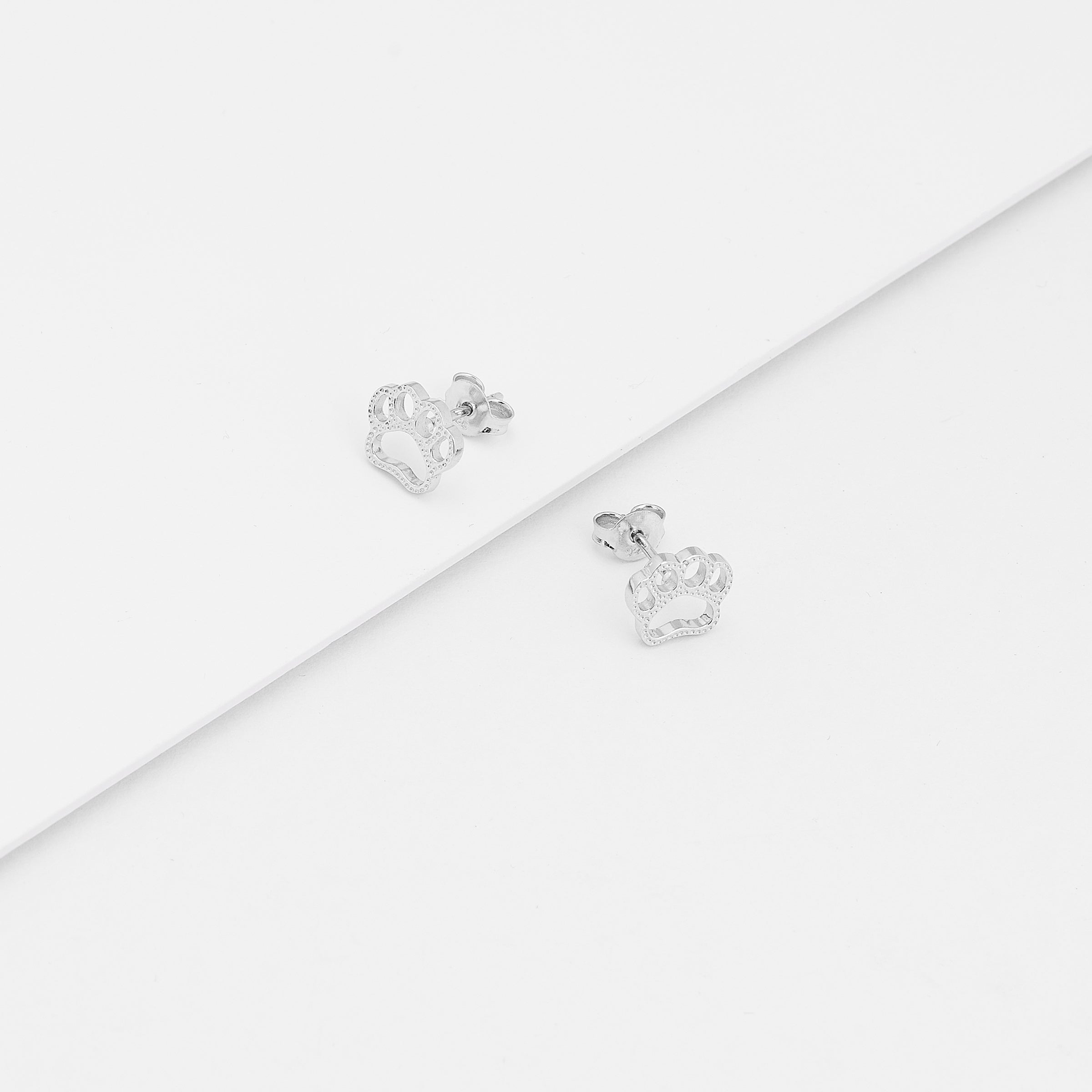 Sterling silver paw outlet print stud earrings