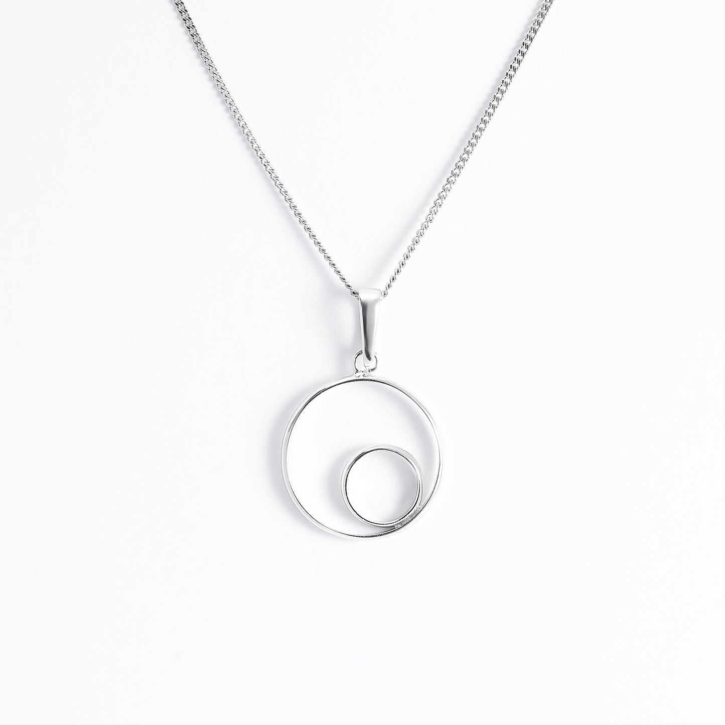 Sterling Silver Double Circle Pendant 14mm