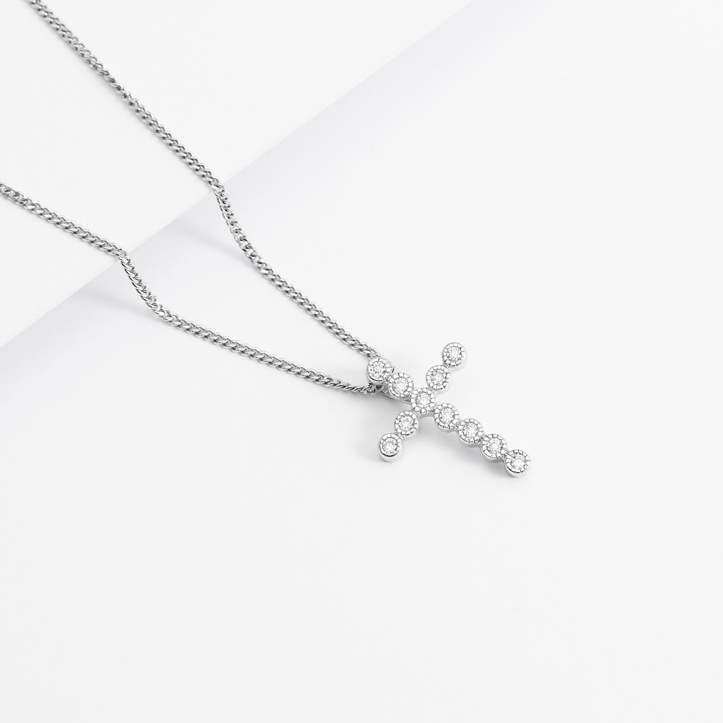 Sterling Silver Zirconia Milgrain Cross Slider Pendant