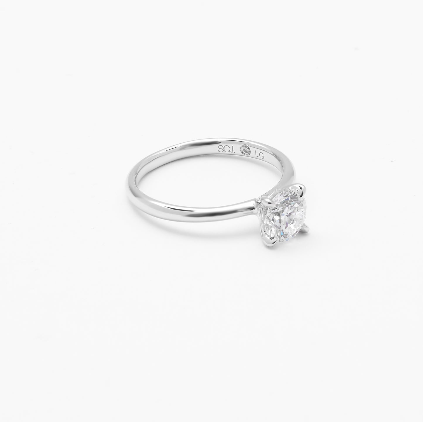 18K White Gold 1.0ct Round Brilliant Lab Diamond G VS IGI Solitaire Engagement Ring