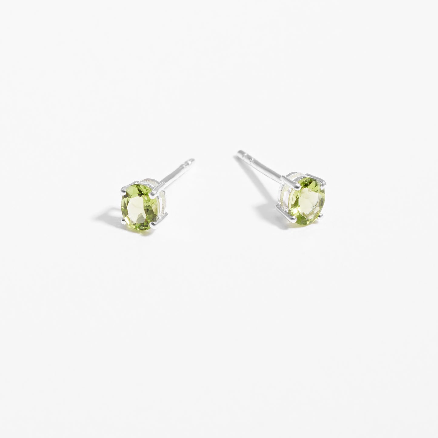 Sterling Silver Oval Peridot August Birthstone Stud Earrings