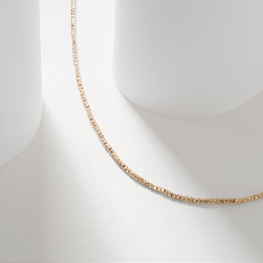 9K Yellow Gold Diamond Cut Sparkle Necklace 45cm