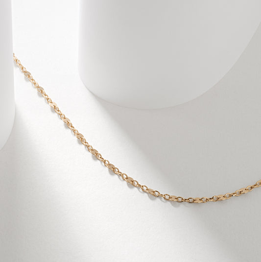 9k Yellow Gold Flat Disc Necklace 45cm