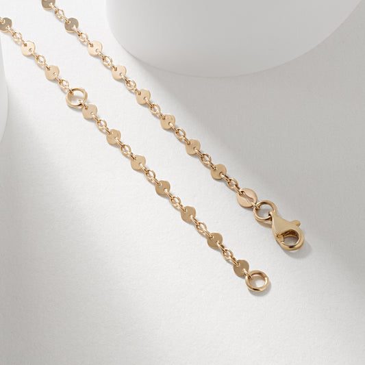 9k Yellow Gold Flat Disc Necklace 45cm